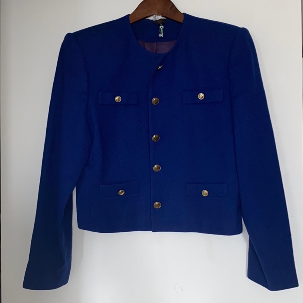 Vintage royal blue with gold buttons
